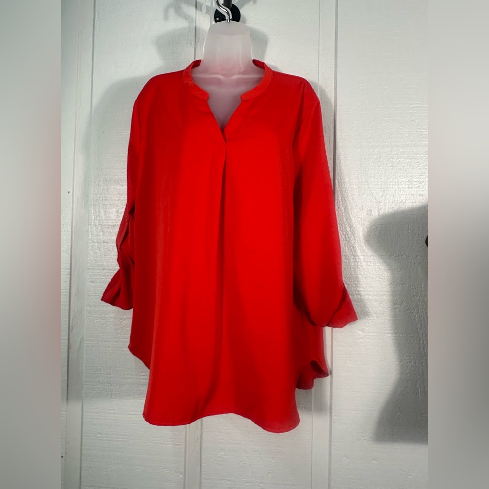 Timeson Red V Neck Women’s Top No Size EUC